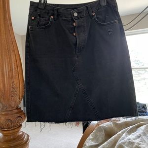 Black denim skirt